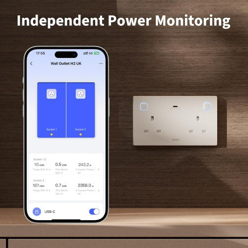 Aqara Wall Outlet H2 UK (Dual USB-C)