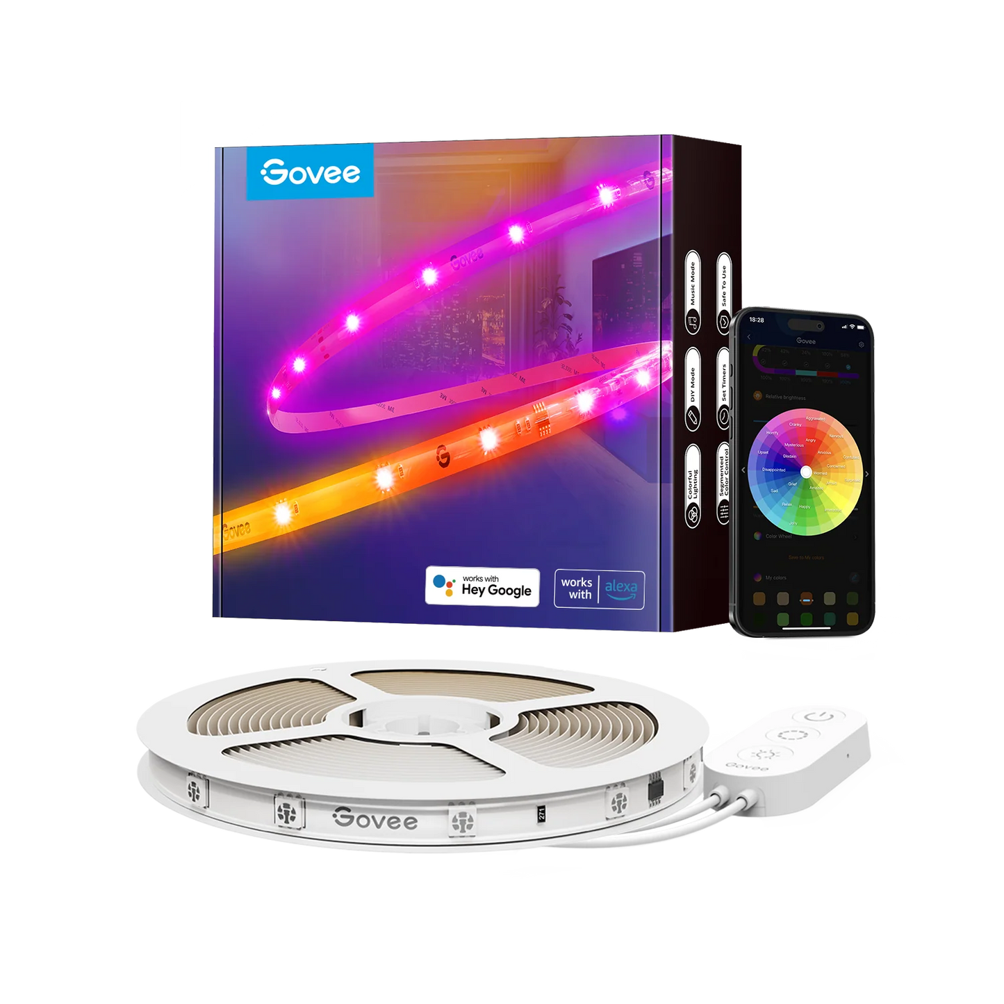 Govee RGBIC Wi-Fi + Bluetooth LED Strip Lights With Protective Coating