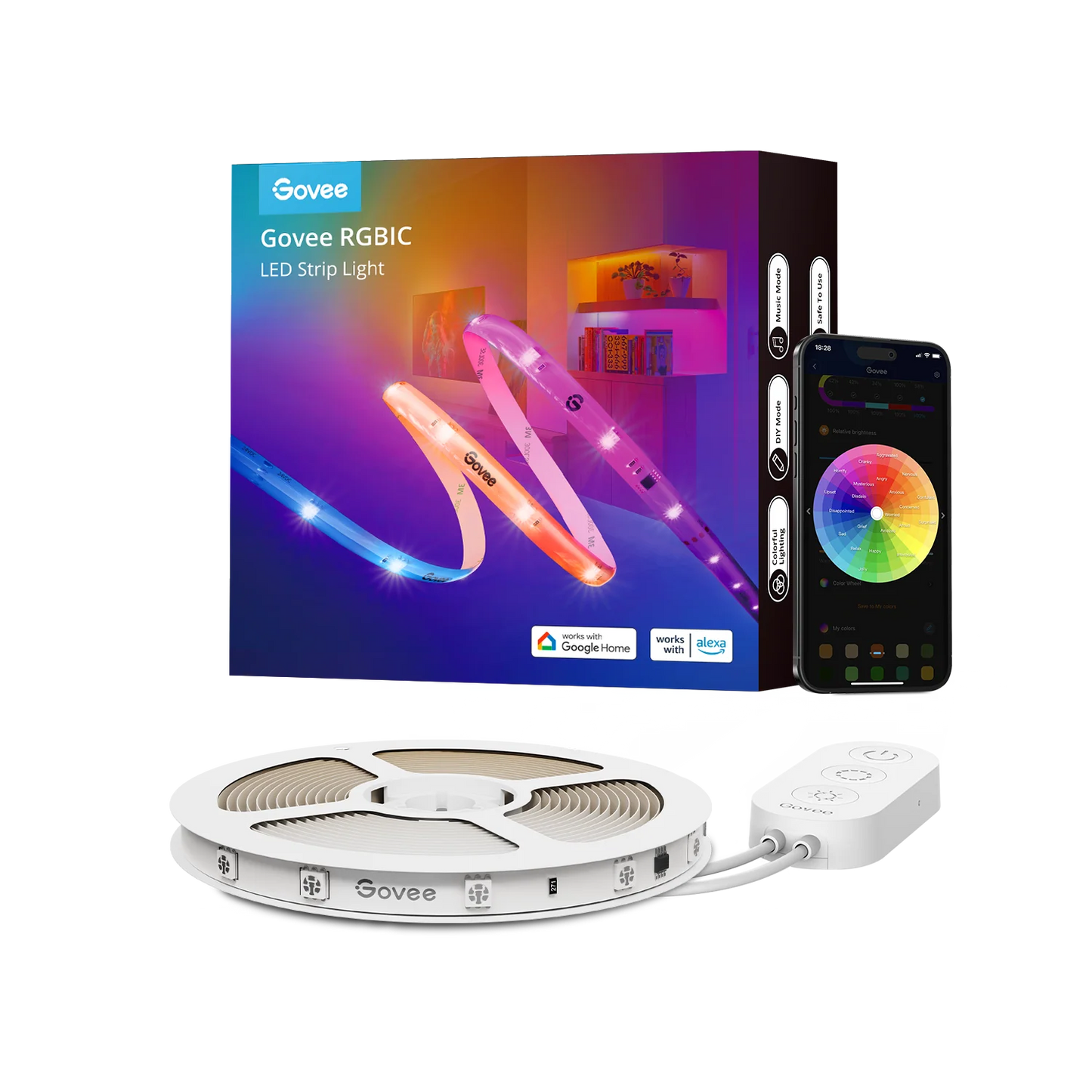 Govee RGBIC Wi-Fi + Bluetooth LED Strip Lights With Protective Coating